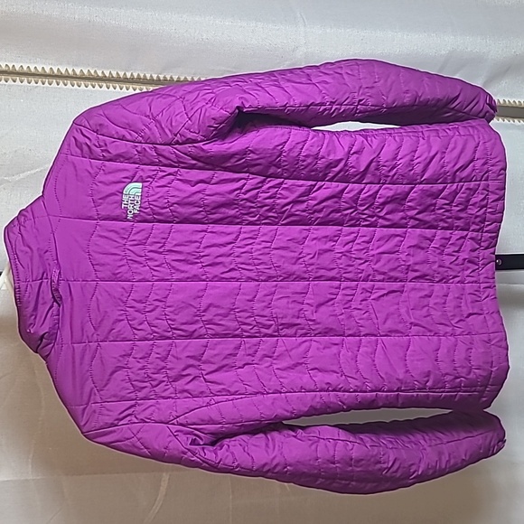 Women's THE NORTH FACE Pink/Purple w/ Green Accent Full-Zip Quilted Jacket Sz S - Picture 5 of 5